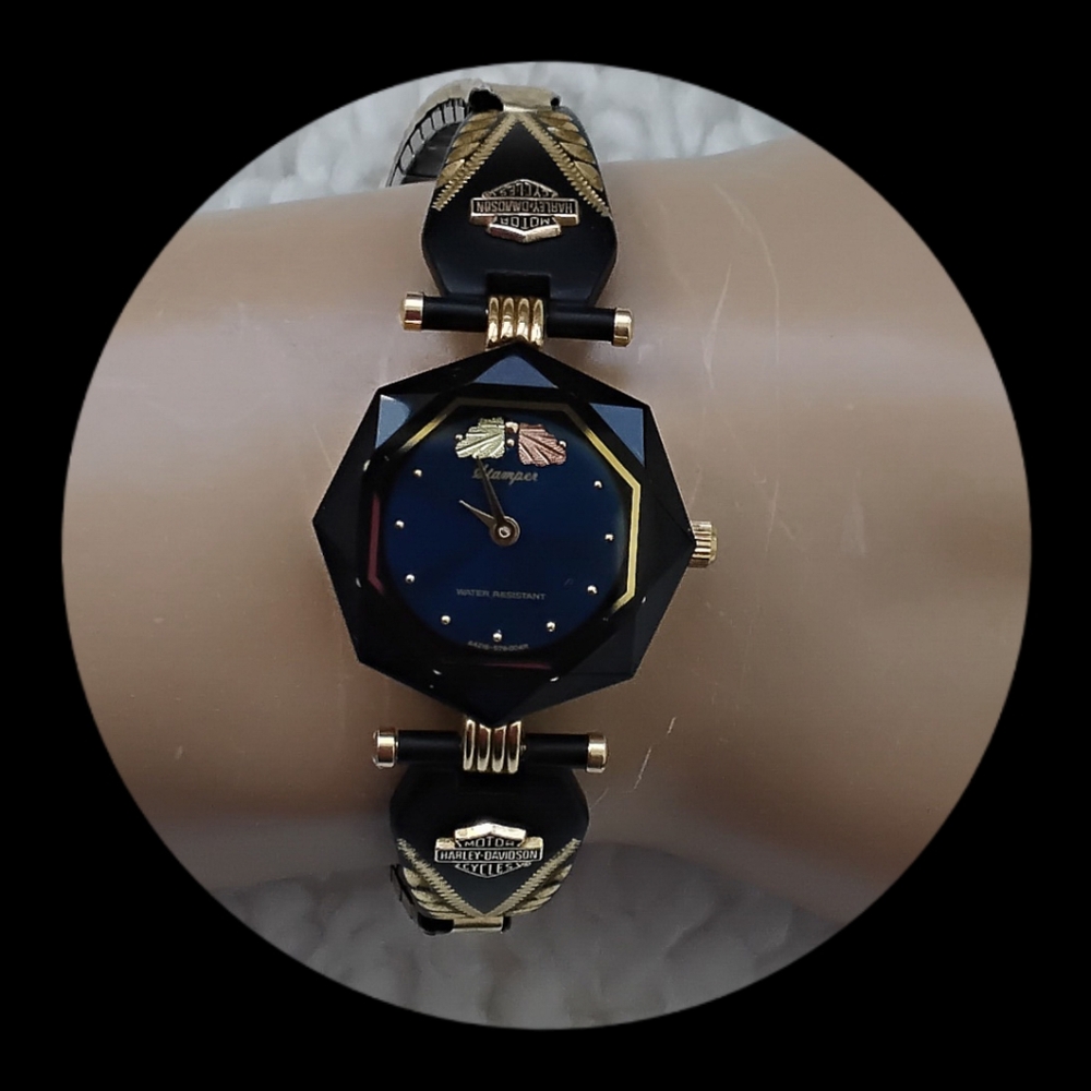 Harley-Davidson Black and Gold Black Hills Gold Women's Watch-Not Running